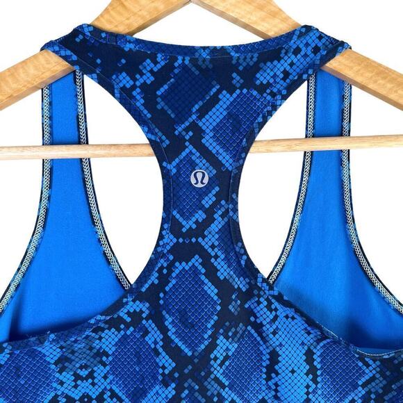 Lululemon Snakeskin Print Racerback Workout Tank Top Blue Black, XS - Picture 7 of 9